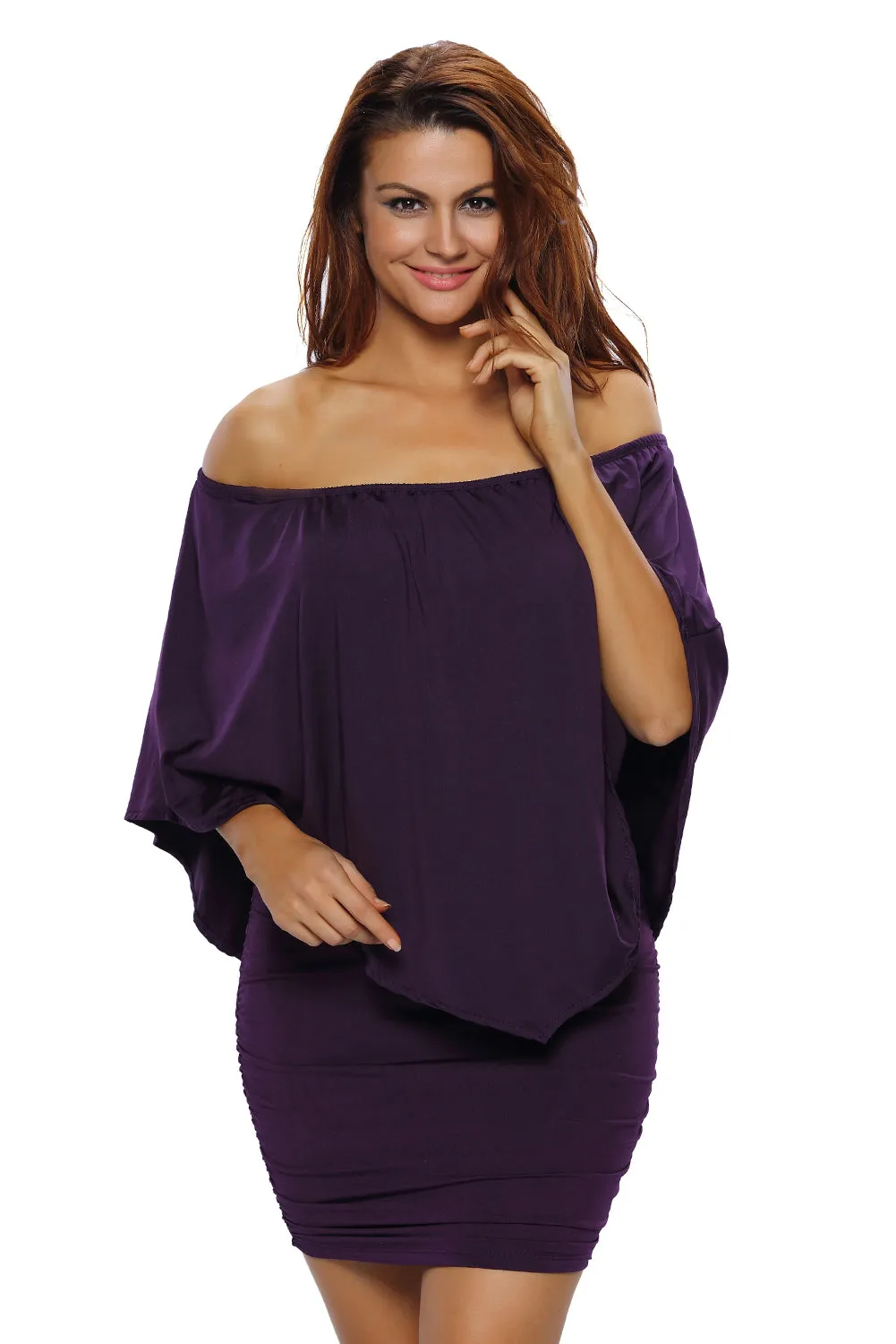 Multiple Dressing Layered Black Mini Poncho Dress