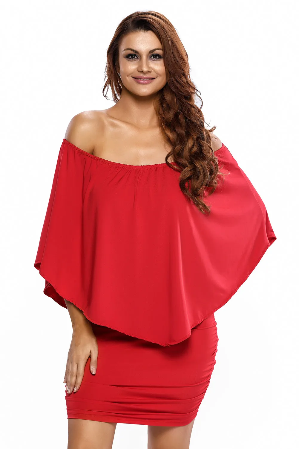 Multiple Dressing Layered Black Mini Poncho Dress