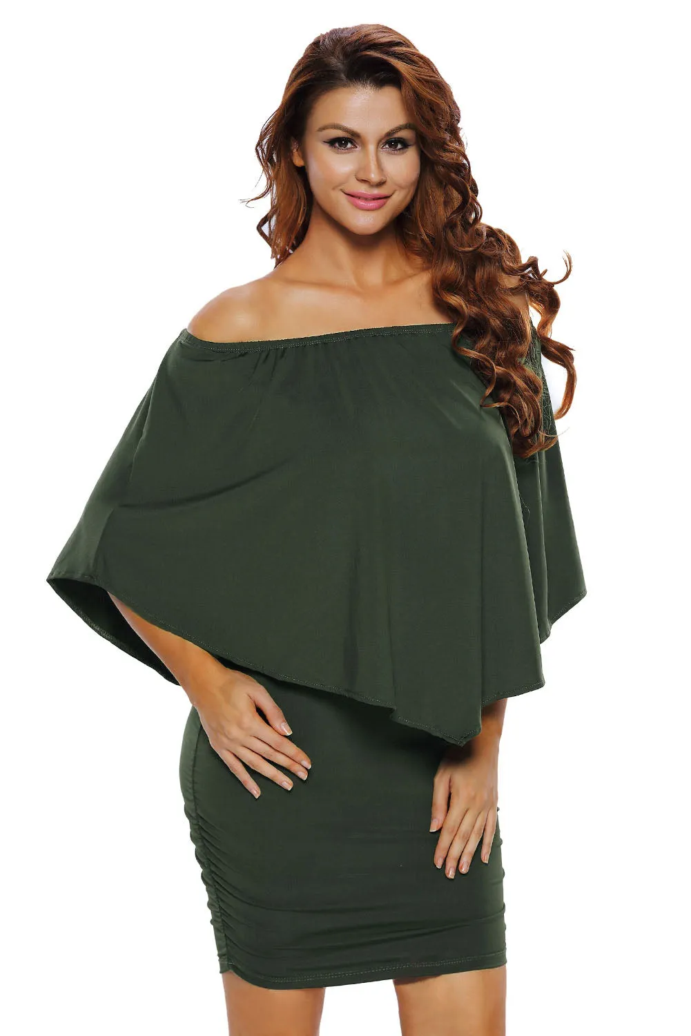 Multiple Dressing Layered Black Mini Poncho Dress