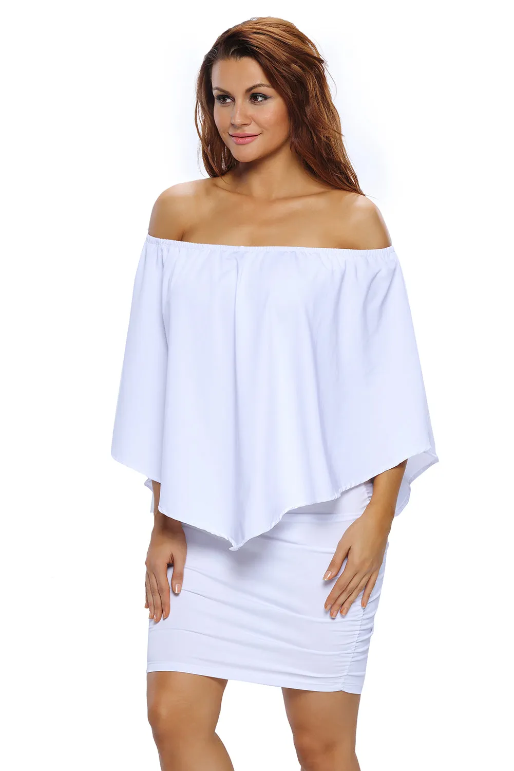 Multiple Dressing Layered Black Mini Poncho Dress