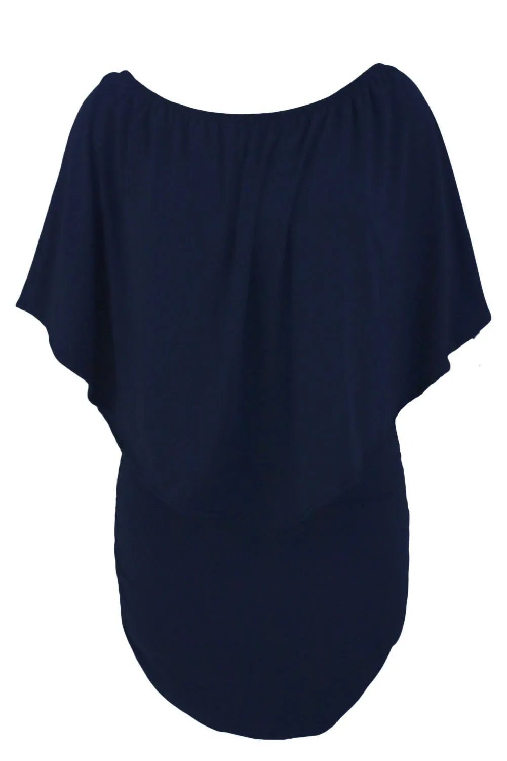 Multiple Dressing Layered Black Mini Poncho Dress