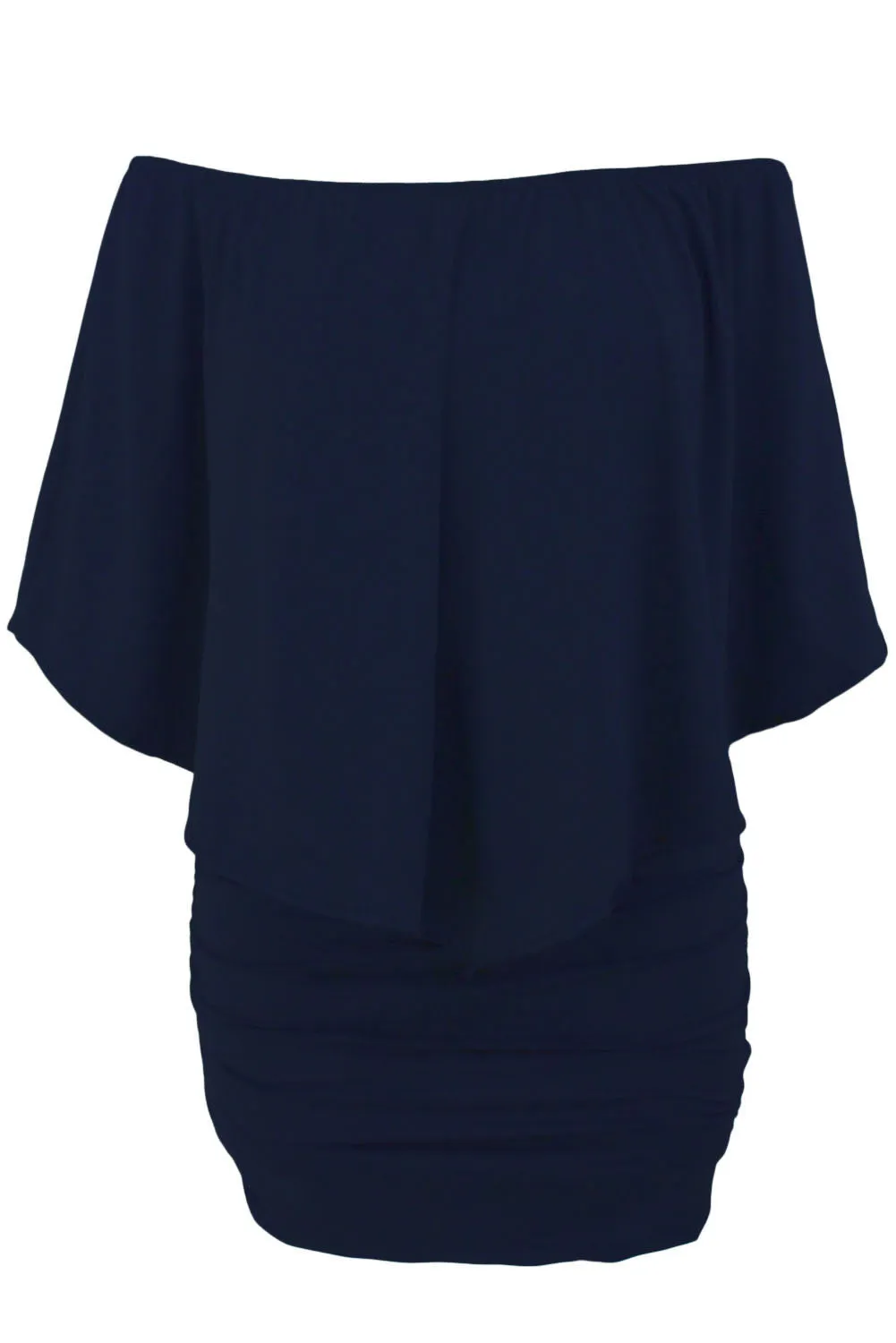 Multiple Dressing Layered Black Mini Poncho Dress