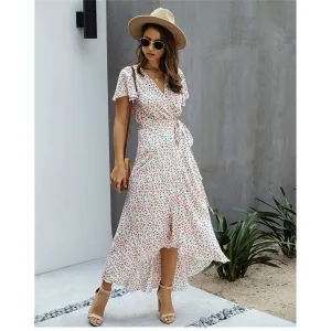 Myrthe™ - Pink With Print Long Ibiza Dress