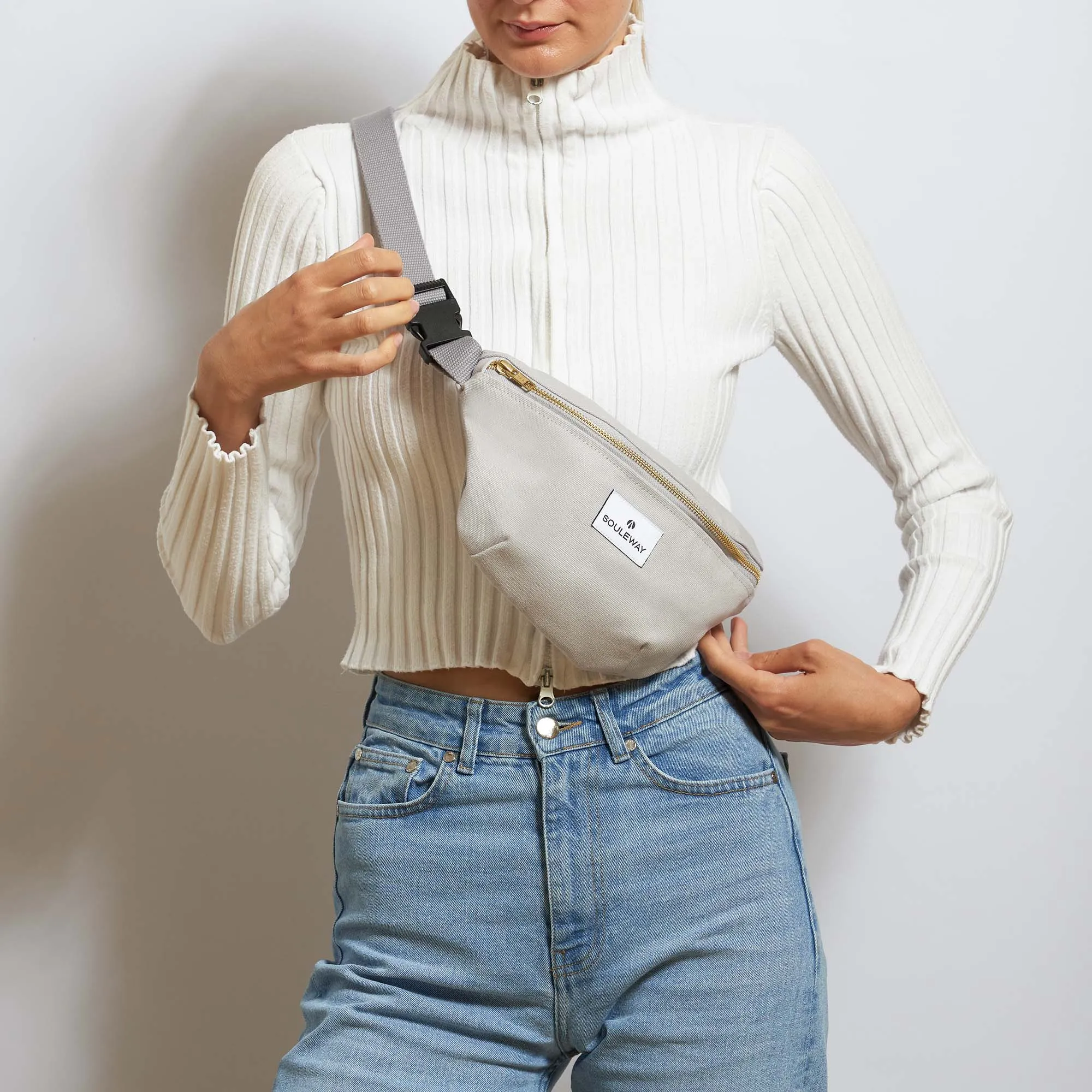 Natural Cotton Canvas Bum Bag | Dust Grey