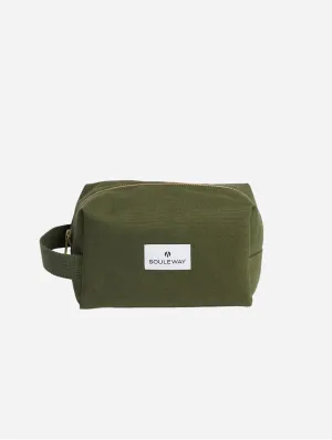 Natural Cotton Canvas Classic Washbag S | Dark Olive
