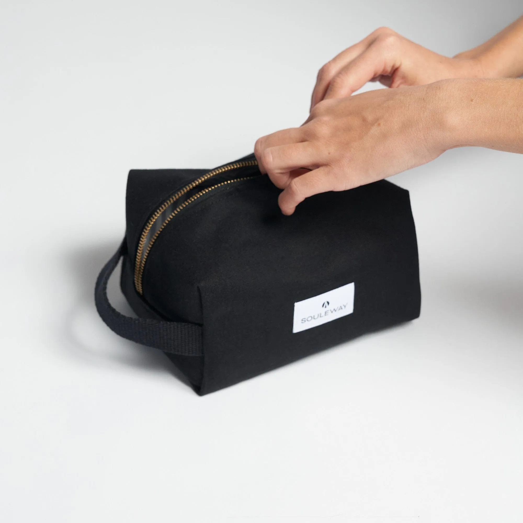 Natural Cotton Canvas Classic Washbag S | Night Black