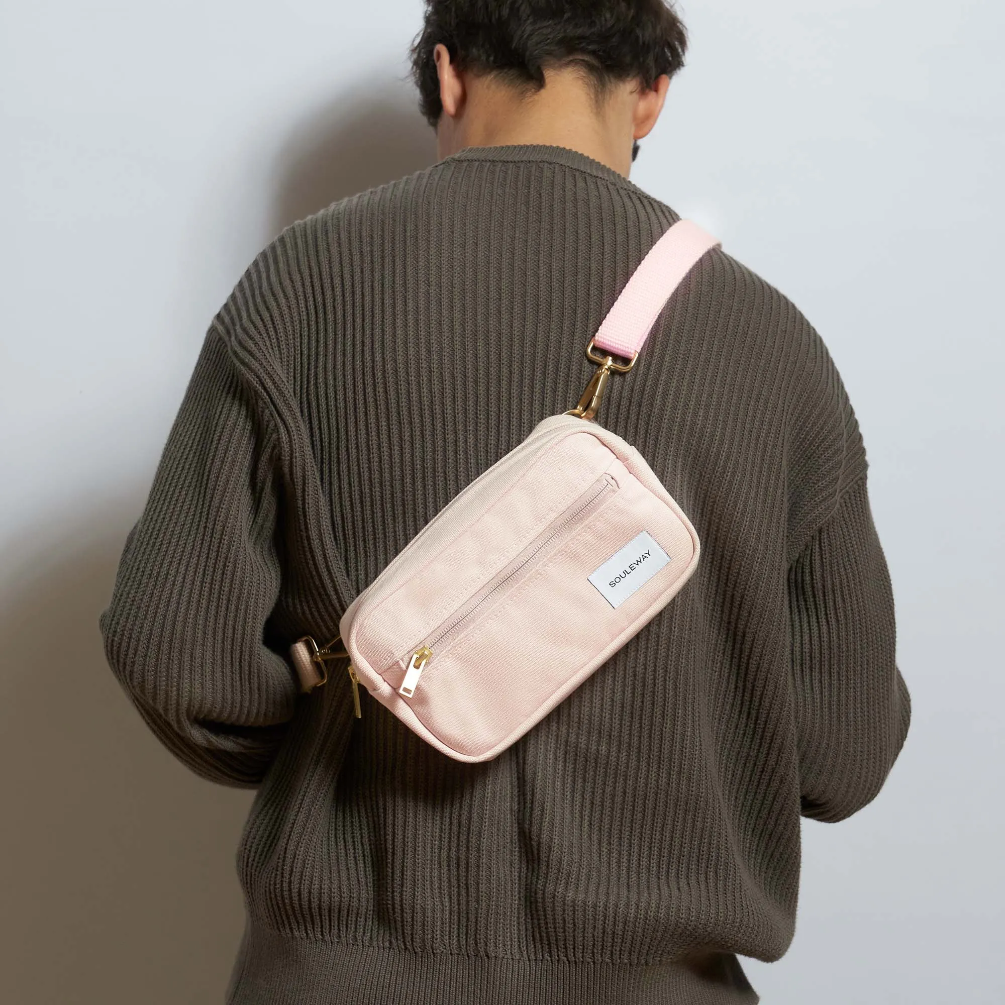 Natural Cotton Canvas Hip Bag | Blush Pink