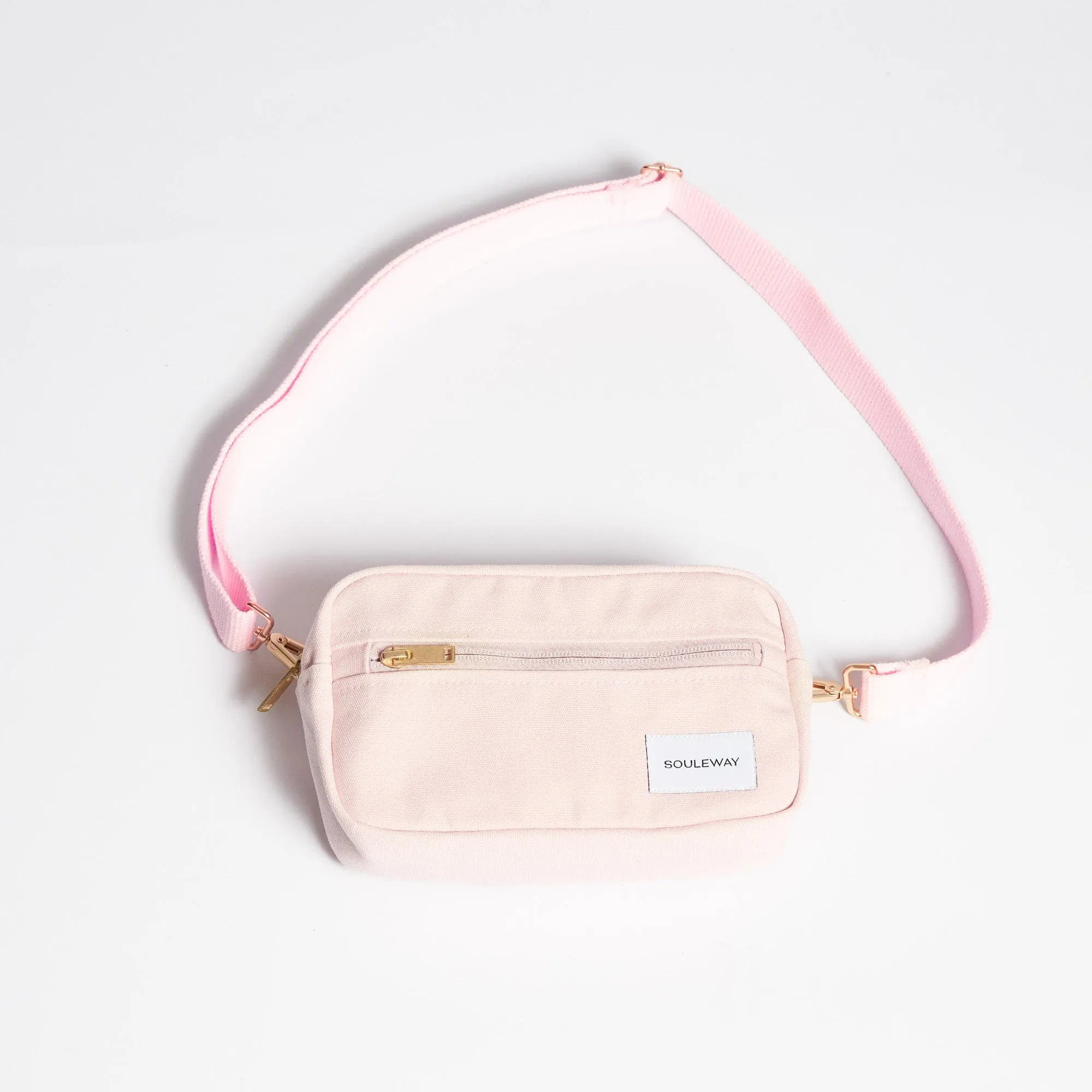 Natural Cotton Canvas Hip Bag | Blush Pink