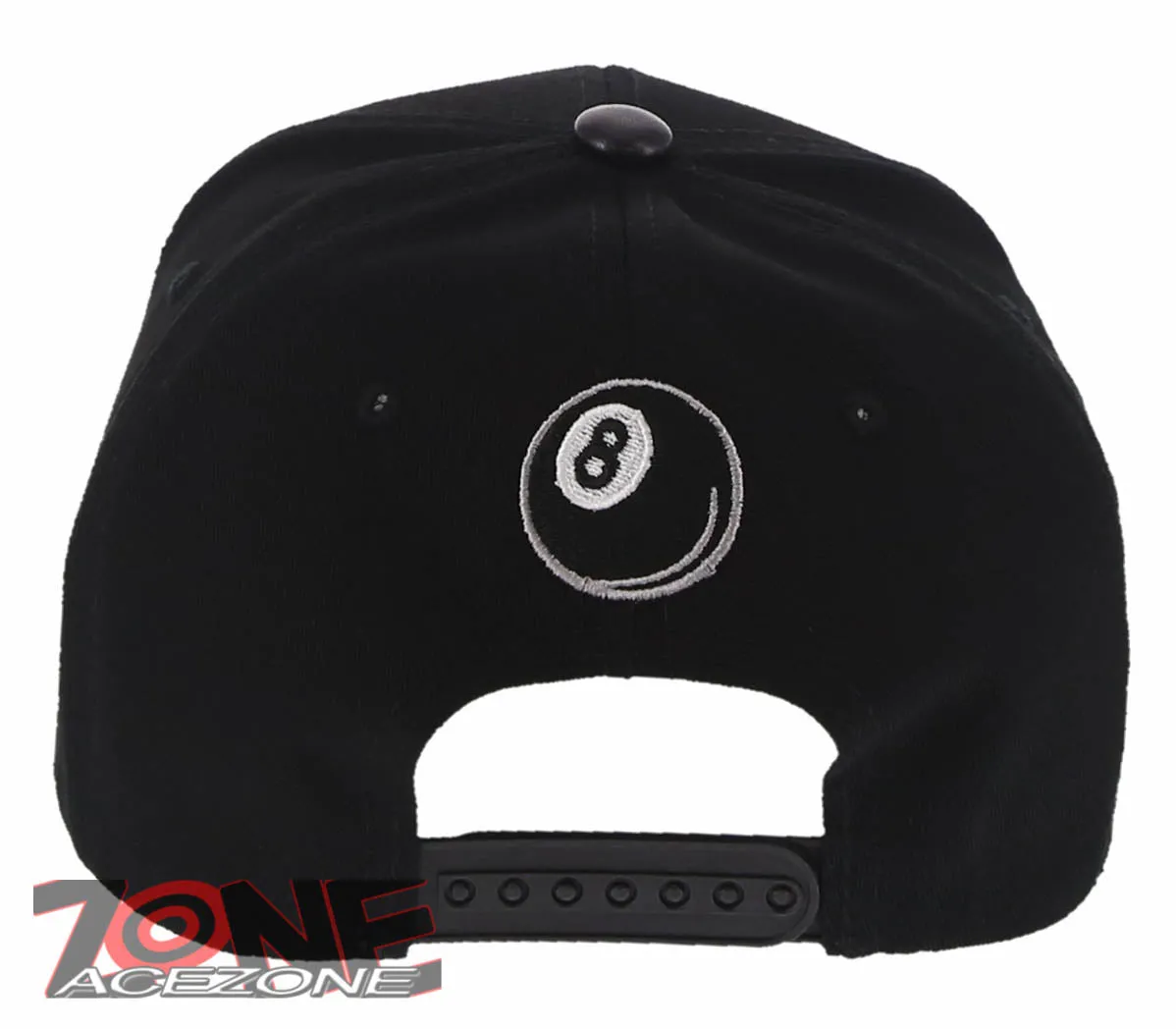 NEW! 8 BALL BLACK FAUX LEATHER VISOR FLAT BILL SNAPBACK BASEBALL CAP HAT BLACK