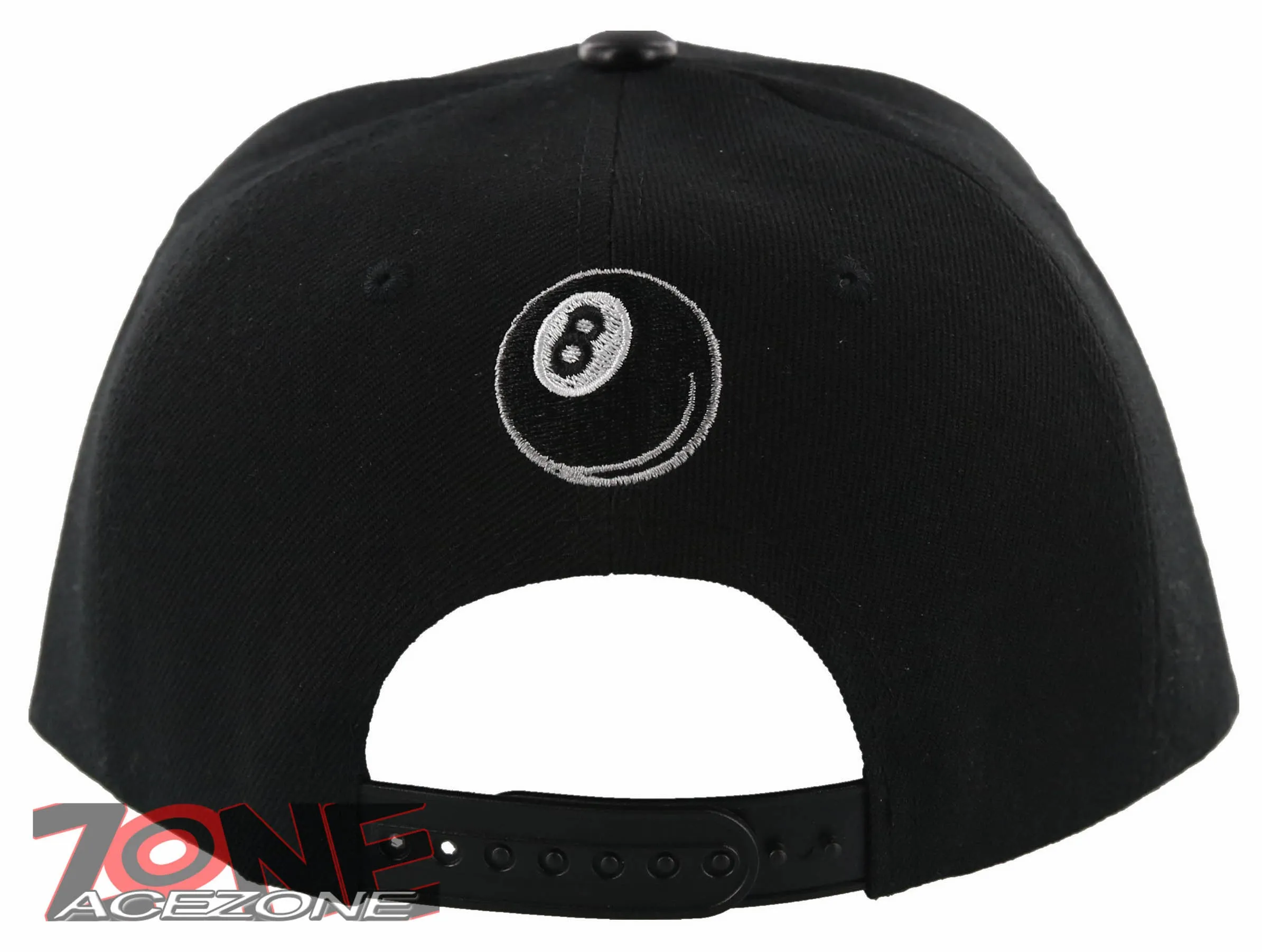 NEW! 8 BALL FAUX LEATHER VISOR FLAT BILL SNAPBACK CAP HAT BLACK