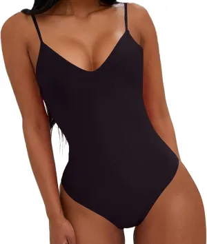 New Bathing Suits Woman 1 Piece Spaghetti Straps Backless Swimming Suits for Women Summer Casual Swimwear Black, Sz XL