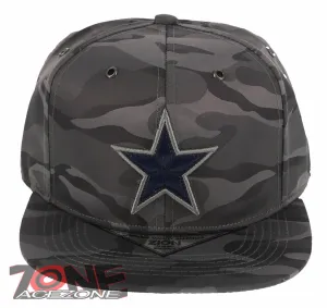 NEW! BIG LEATHER STAR FLAT BILL SNAPBACK BASEBALL CAP HAT CAMOUFLAGE GRAY