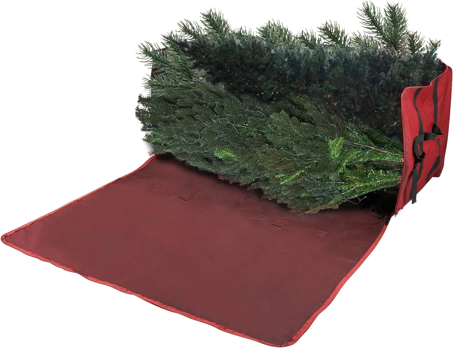 New Elf Stor Heavy Duty Canvas Christmas Tree Storage Bag with Straps, fits up to 9 ft Tree, Red