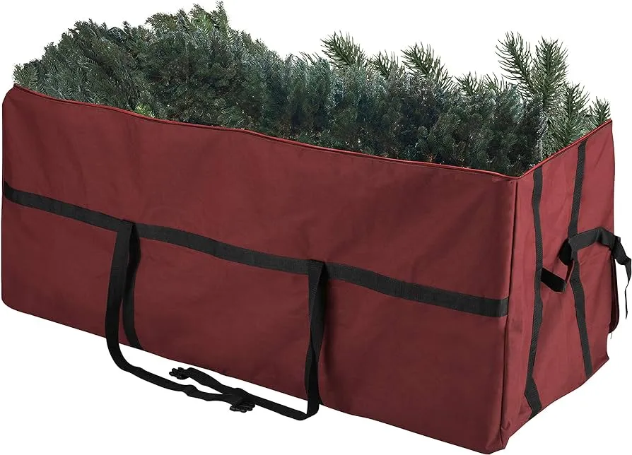 New Elf Stor Heavy Duty Canvas Christmas Tree Storage Bag with Straps, fits up to 9 ft Tree, Red