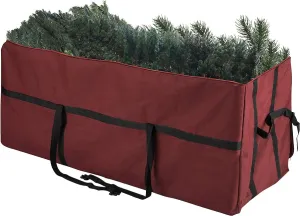New Elf Stor Heavy Duty Canvas Christmas Tree Storage Bag with Straps, fits up to 9 ft Tree, Red