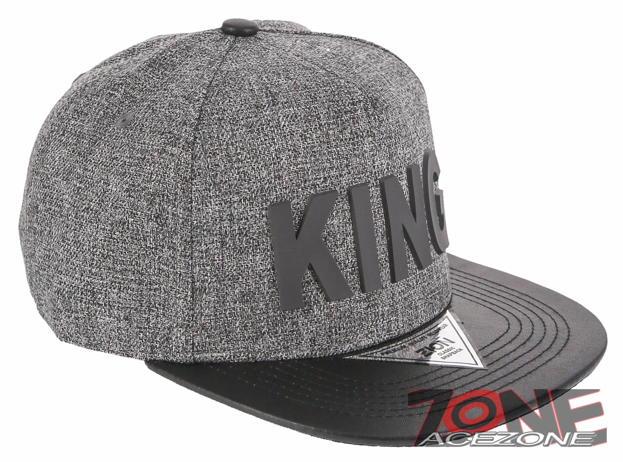 NEW! PVC KING FLAT LEATHER BILL SNAPBACK BASEBALL CAP HAT GRAY