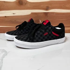 NEW VANS Seldan Checkerboard Black Red Skate Shoes Youth 5.5