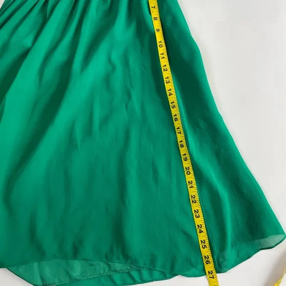 NITELINE Y2K Green Halter Neckline Silk Beaded Dress Size 10 Baby Doll Backless