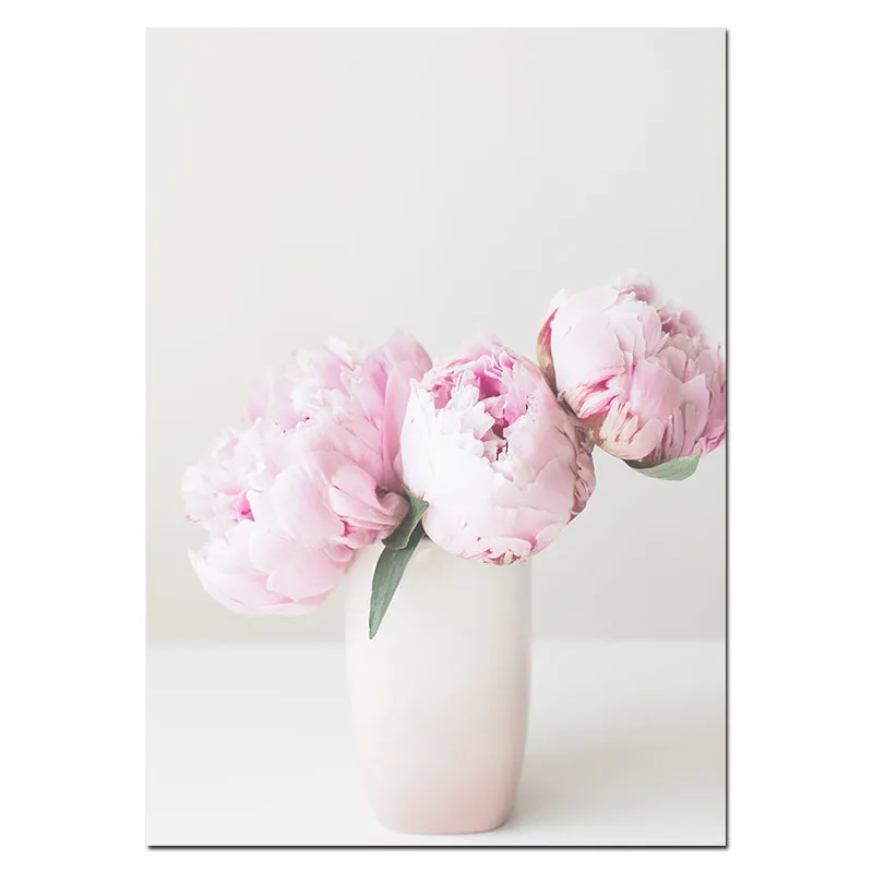 Nordic Decor Pink Peony Love Wall Art