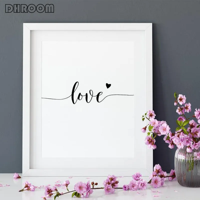 Nordic Decor Pink Peony Love Wall Art