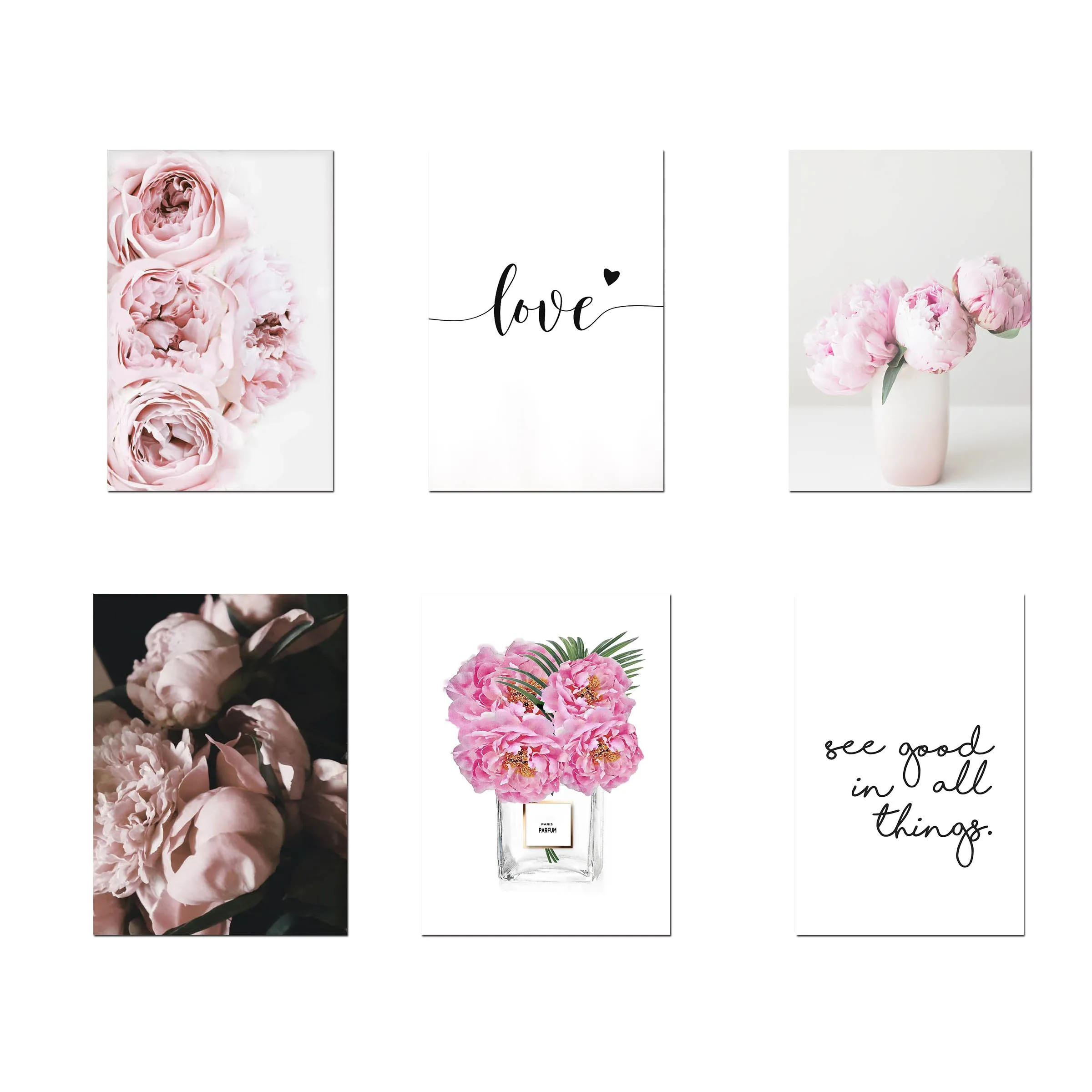 Nordic Decor Pink Peony Love Wall Art