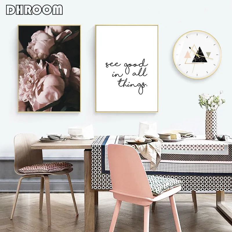 Nordic Decor Pink Peony Love Wall Art