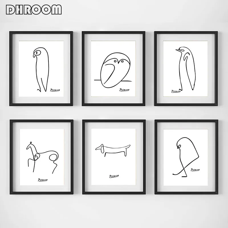 Nordic Minimalist Picasso Animals Wall Art