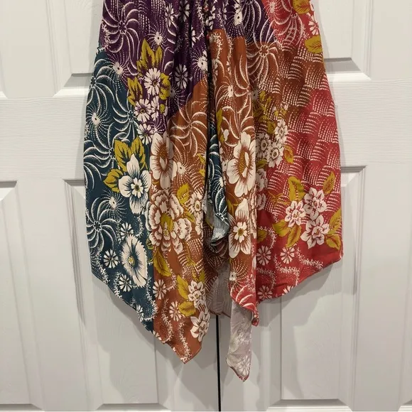 NWOT By Anthropologie Short-Sleeve V-Neck Button-Front Multicolor Midi Dress 14