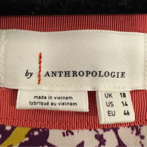 NWOT By Anthropologie Short-Sleeve V-Neck Button-Front Multicolor Midi Dress 14