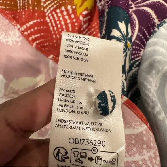 NWOT By Anthropologie Short-Sleeve V-Neck Button-Front Multicolor Midi Dress 14