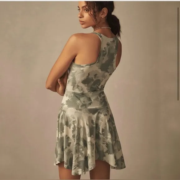 NWT Daily Practice by Anthropologie Half Pipe Mini Dress in Green Motif Size L