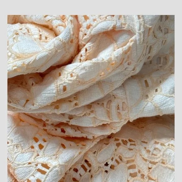 NWT Free People Lace Dress Ivory Peach Long Sleeve Stretch Knit Dress Size Small