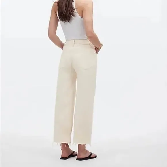 NWT Madewell The Perfect Vintage Wide-Leg Crop Jean Vintage Canvas Ecru Size 25