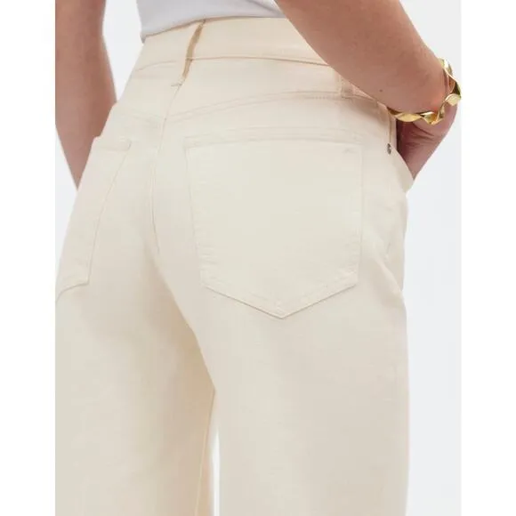 NWT Madewell The Perfect Vintage Wide-Leg Crop Jean Vintage Canvas Ecru Size 25