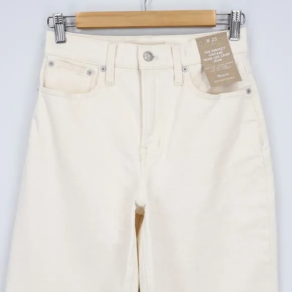 NWT Madewell The Perfect Vintage Wide-Leg Crop Jean Vintage Canvas Ecru Size 25