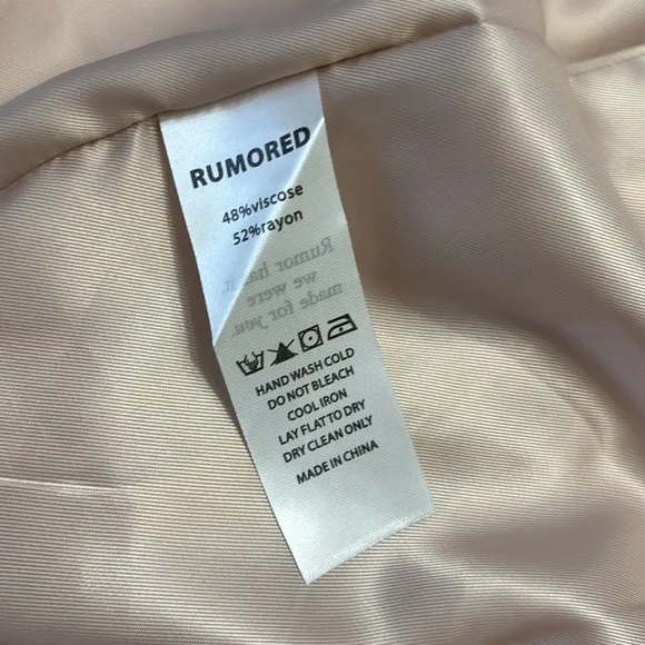 NWT Revolve Rumored BlushPink Satin Double Breasted James Blazer Dress Champagne