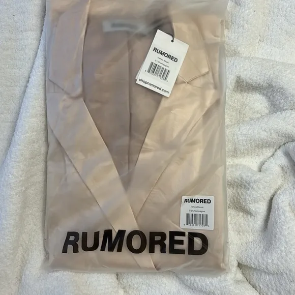 NWT Revolve Rumored BlushPink Satin Double Breasted James Blazer Dress Champagne