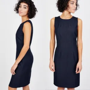 NWT T Tahari Sleeveless Sheath Midi Dress Denim Navy Blue size 8