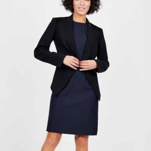 NWT T Tahari Sleeveless Sheath Midi Dress Denim Navy Blue size 8