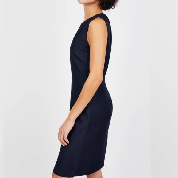 NWT T Tahari Sleeveless Sheath Midi Dress Denim Navy Blue size 8