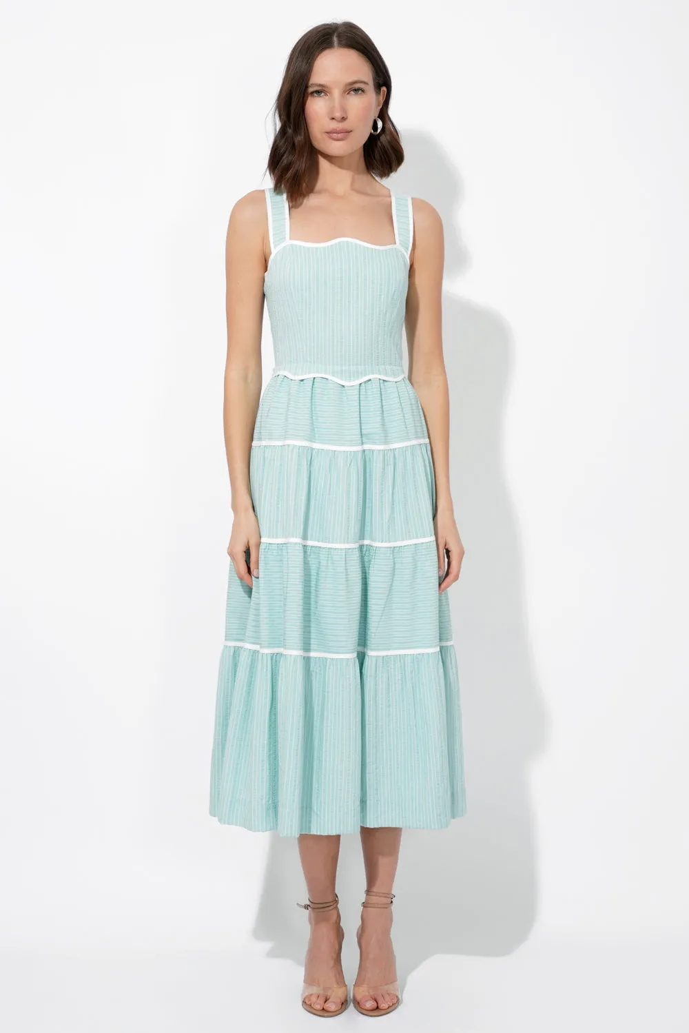 Oxford Cotton Tiered Dress
