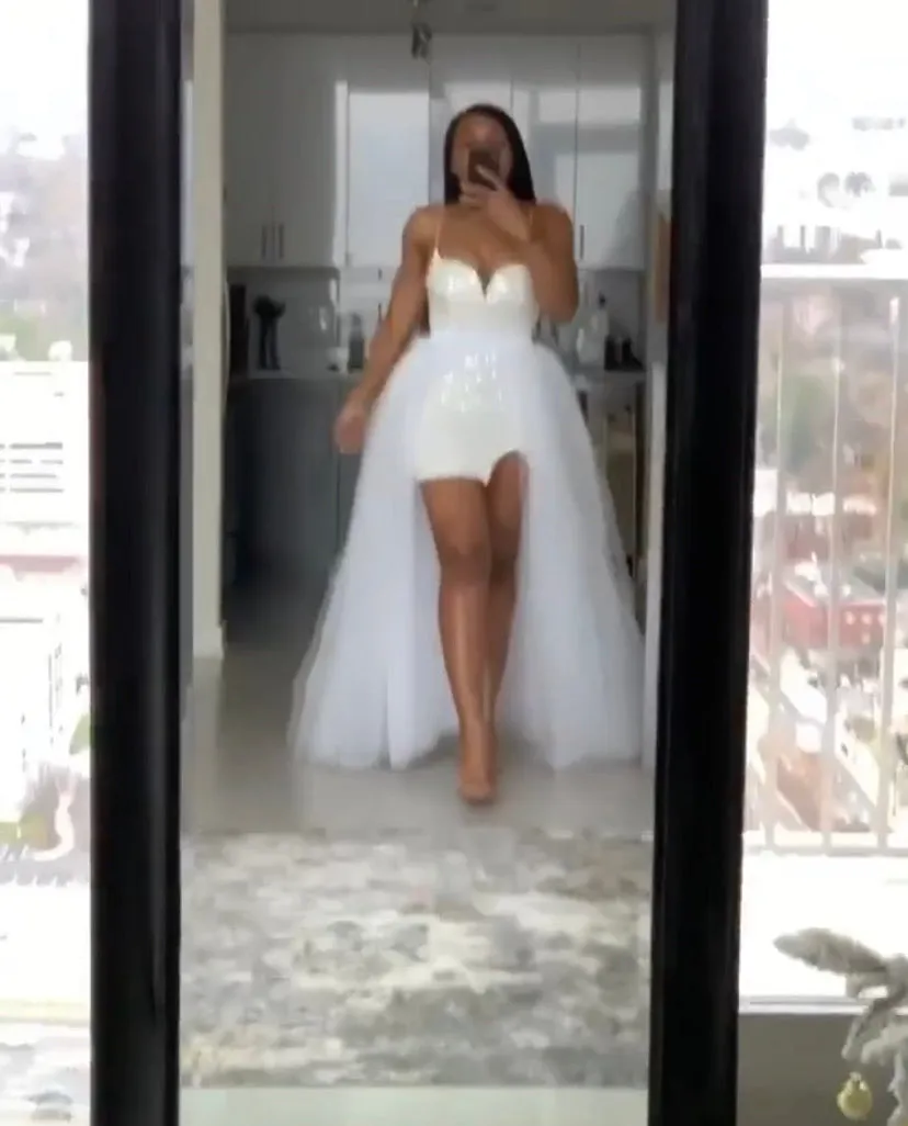 Oyemwen White Tulle Overlay Mini Dress