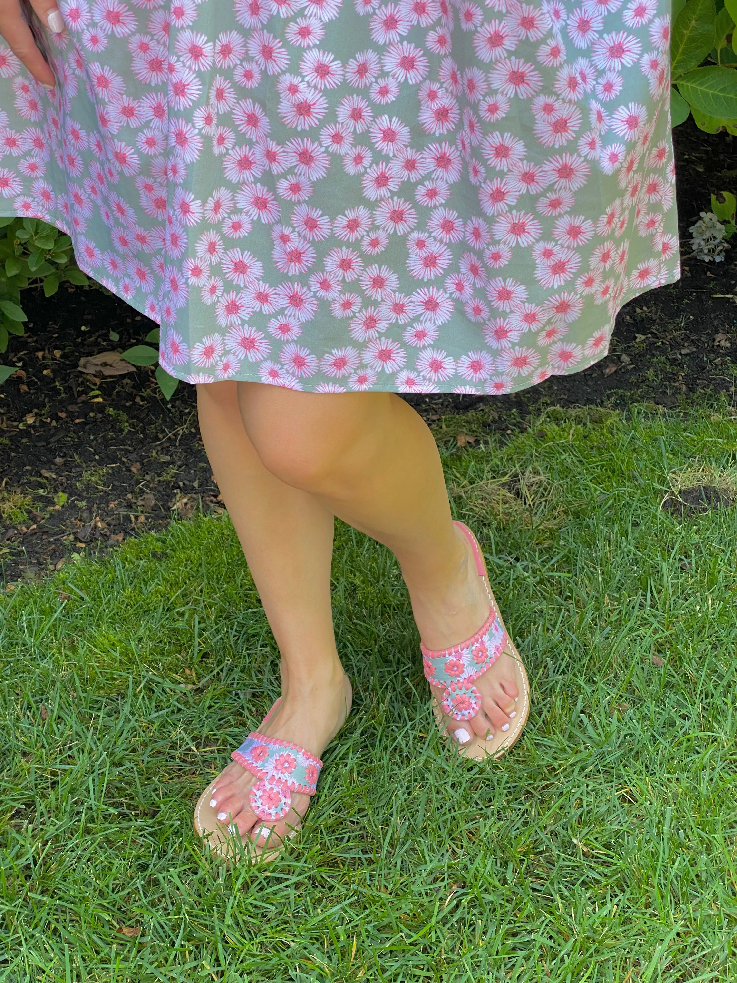 Palm Beach Sandal X Susan Albright Daisy Print