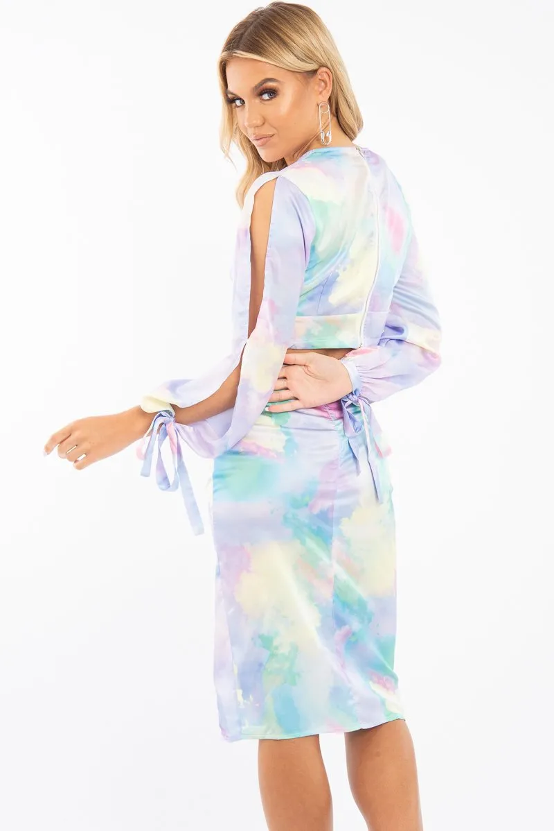 Pastel Multi Tie Dye Crop Top and Skirt Co-ord - Theola