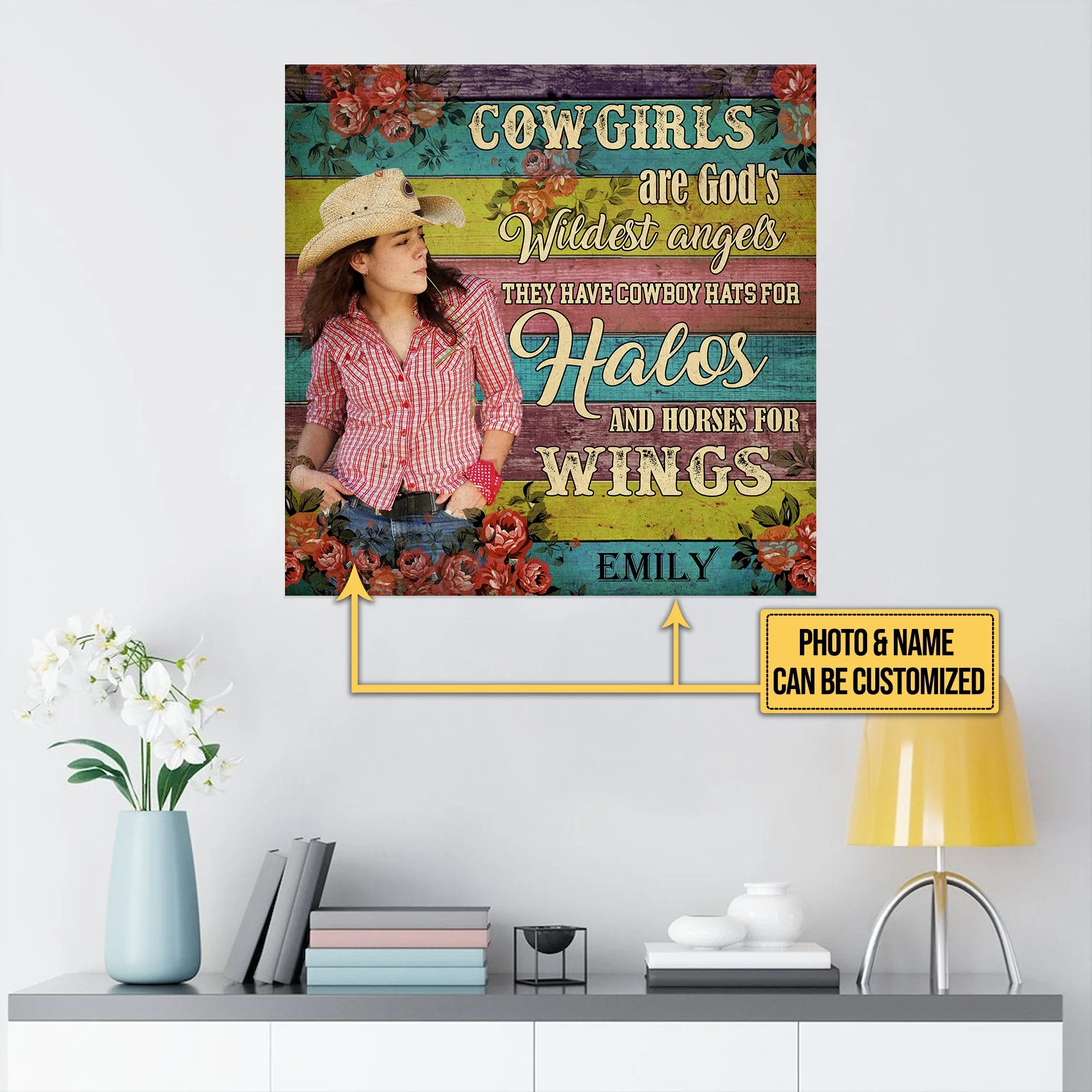 Personalized Cowgirl Are God's Wildest Angels Canvas