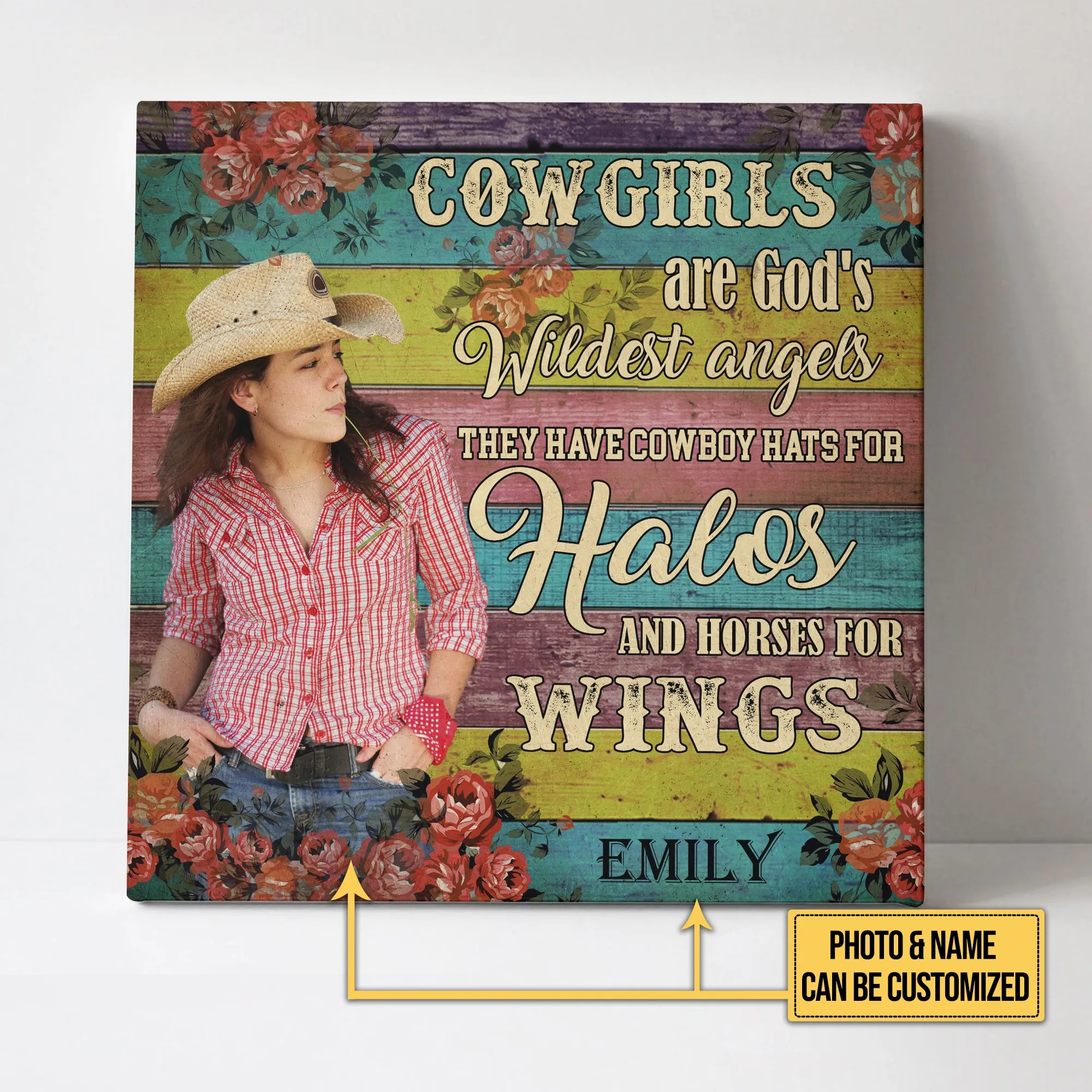 Personalized Cowgirl Are God's Wildest Angels Canvas