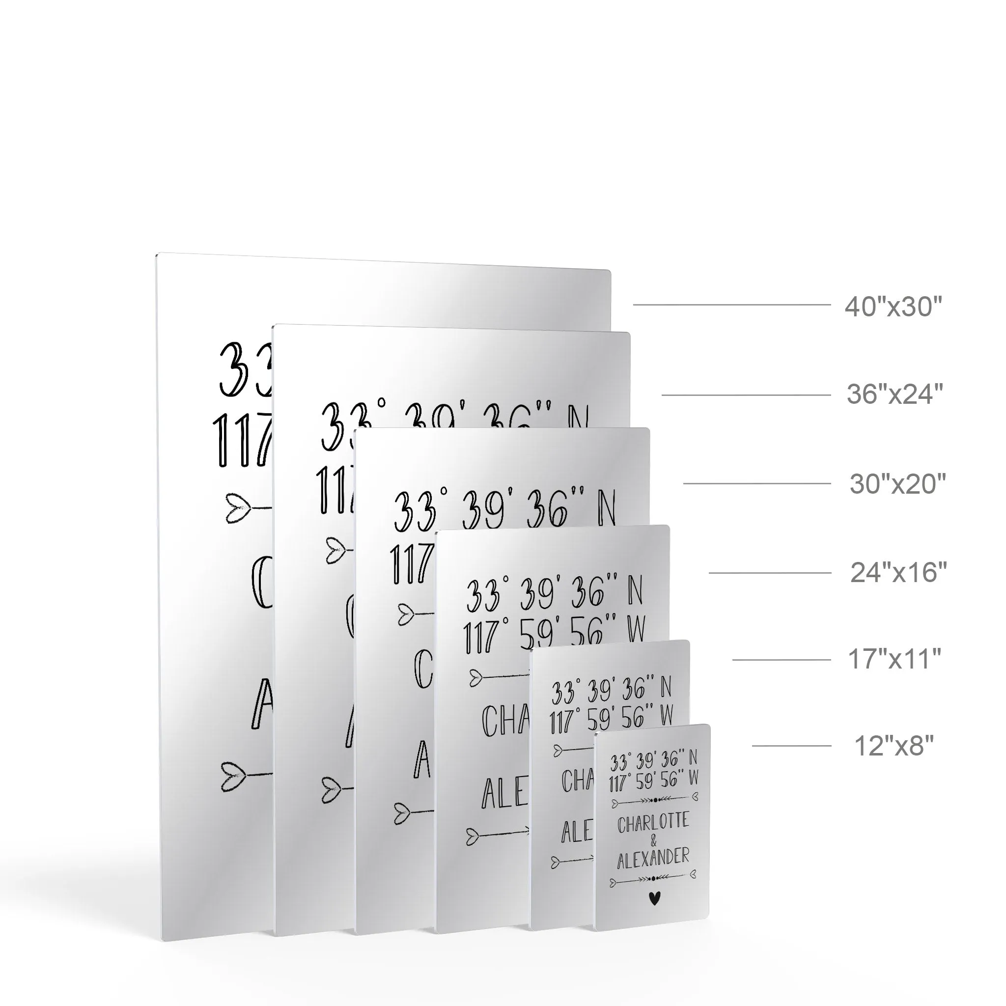Personalized Gift Wall Art with Couple Names and Coordinates Minimalist Design