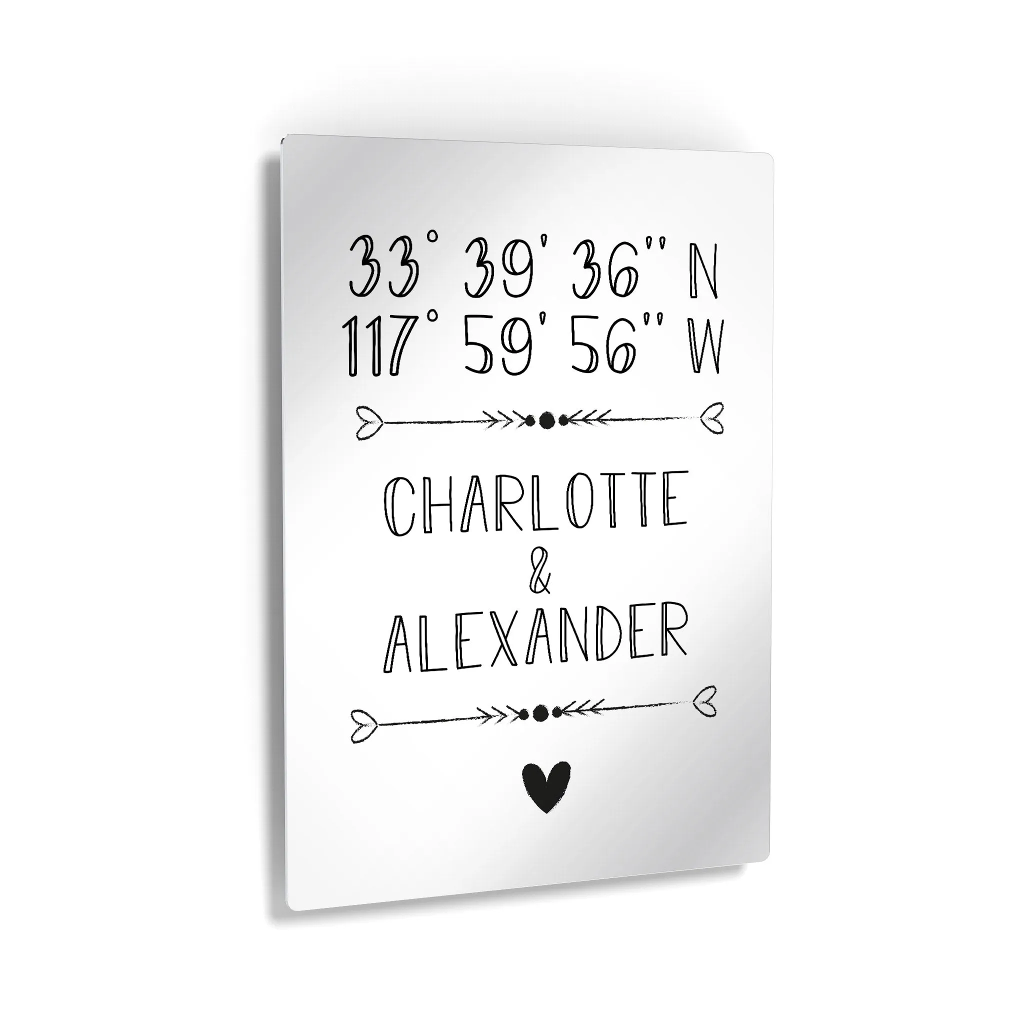 Personalized Gift Wall Art with Couple Names and Coordinates Minimalist Design