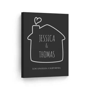 Personalized Gift Wall Art with Couple Names, City and State Name Minimalist Design