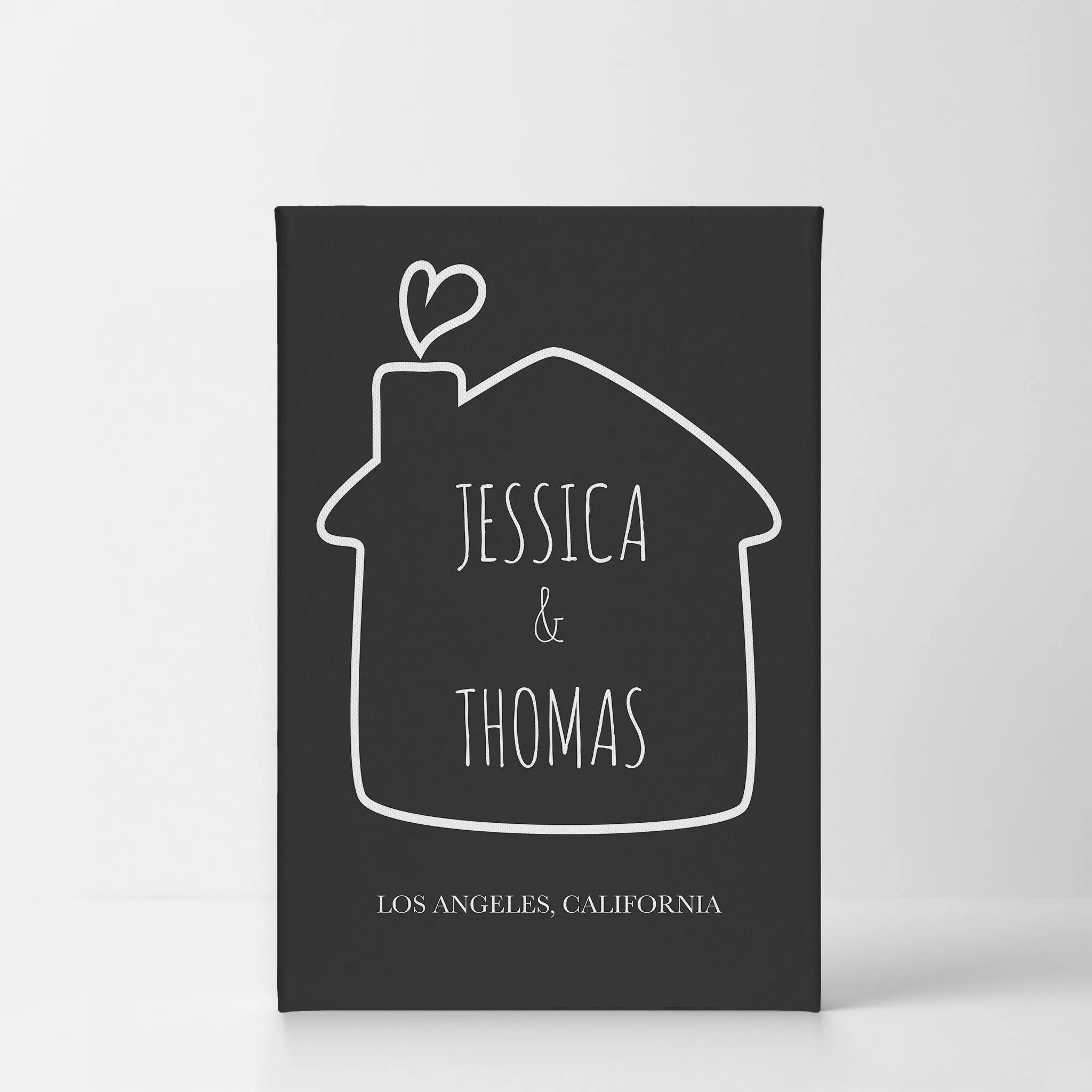 Personalized Gift Wall Art with Couple Names, City and State Name Minimalist Design